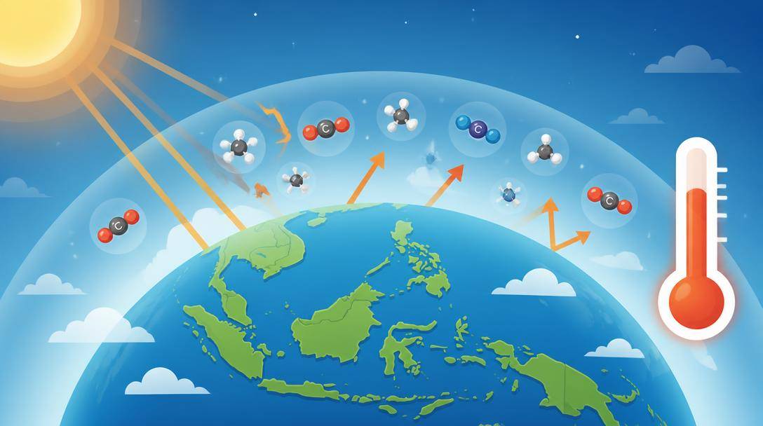 Ilustrasi simulasi gas rumah kaca